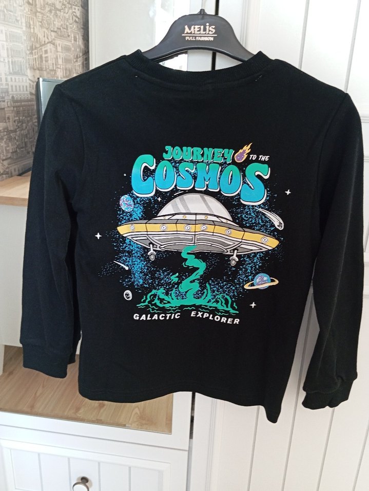 Erkek Çocuk pamuklu Siyah Baskılı Sweatshirt - Görsel 3