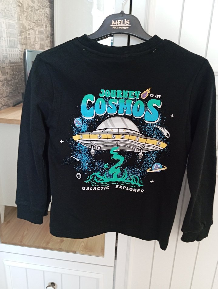 Erkek Çocuk pamuklu Siyah Baskılı Sweatshirt - Görsel 2