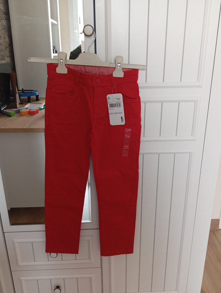 Parlak Kırmızı Erkek Çocuk Slim Denim Pantolon - Görsel 5