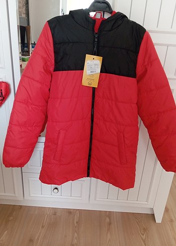 Kırmızı Siyah Fermuarlı Erkek çocuk Mont - Görsel 3