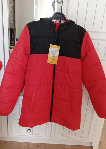 Kırmızı Siyah Fermuarlı Erkek çocuk Mont - Görsel 9