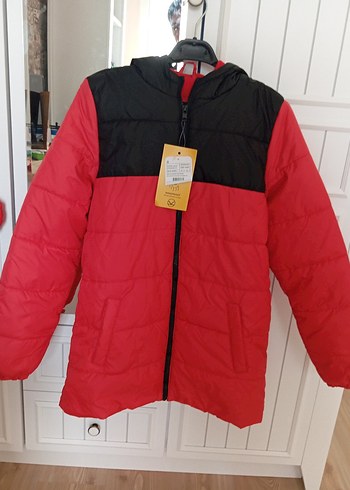 Kırmızı Siyah Fermuarlı Erkek çocuk Mont - Görsel 8