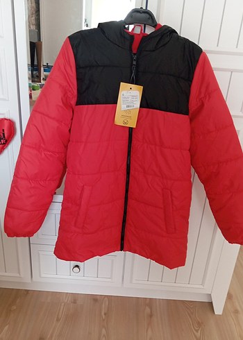 Kırmızı Siyah Fermuarlı Erkek çocuk Mont - Görsel 2