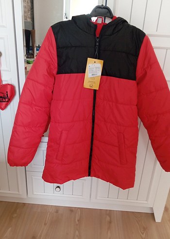 Kırmızı Siyah Fermuarlı Erkek çocuk Mont - Görsel 4