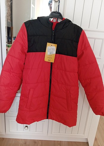 Kırmızı Siyah Fermuarlı Erkek çocuk Mont - Görsel 7