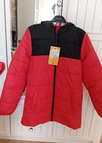 Kırmızı Siyah Fermuarlı Erkek çocuk Mont - Görsel 6