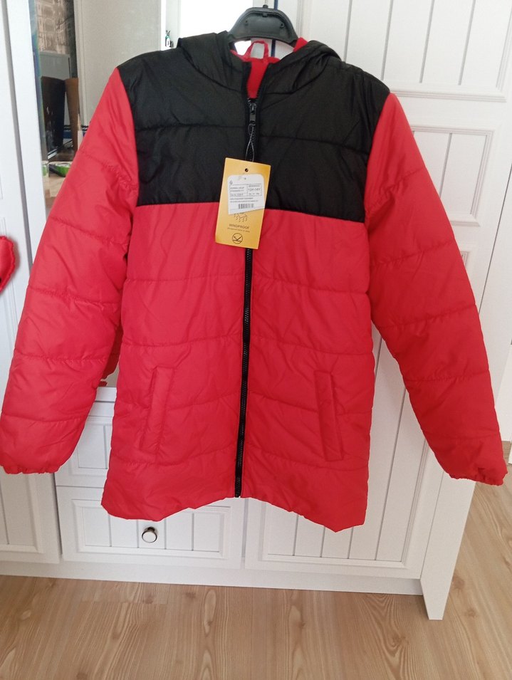 Kırmızı Siyah Fermuarlı Erkek çocuk Mont - Görsel 5