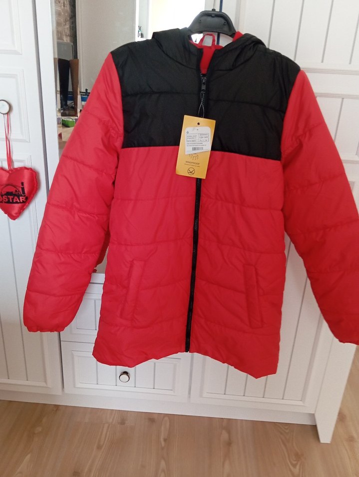 Kırmızı Siyah Fermuarlı Erkek çocuk Mont - Görsel 4