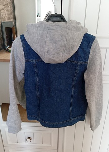 Erkek Çocuk Gri Denim Ceket Kapüşonlu - Görsel 9