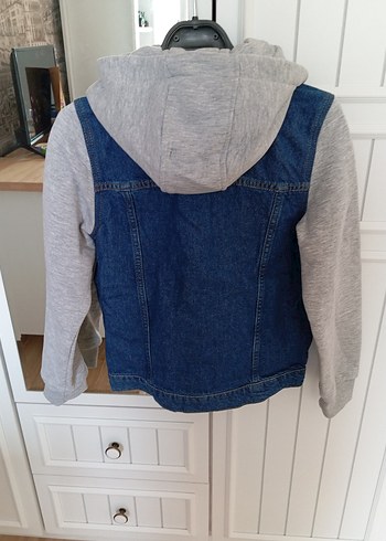 Erkek Çocuk Gri Denim Ceket Kapüşonlu - Görsel 11