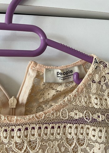 Bej Dantel İşlemeli Bohem Uzun Triko Elbise - Görsel 3