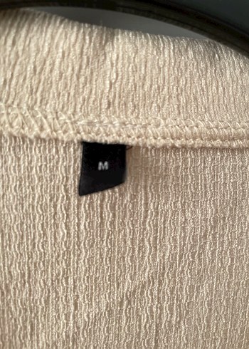 Bej Kadın Düğmeli Keten Gömlek - Görsel 3