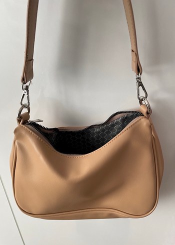 Bej Deri Fermuarlı Kadın Çanta - Görsel 2