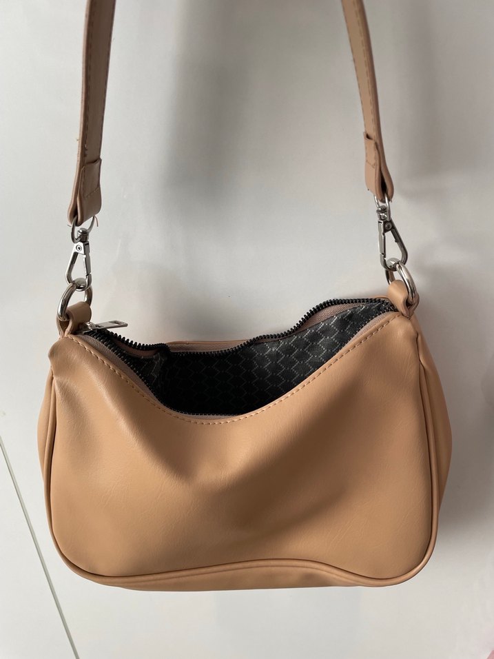 Bej Deri Fermuarlı Kadın Çanta - Görsel 2