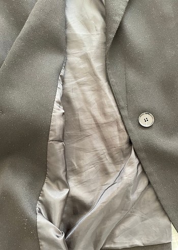 Düğmeli Siyah Midi Kadın Ceket - Görsel 2