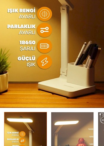 Beyaz Masaüstü LED Lamba - Görsel 3