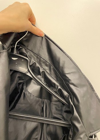 Kemerli Siyah Deri Biker Ceket - Görsel 6