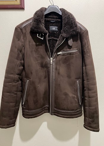 Kahverengi Süet Erkek Ceket Kürklü Yakalı - Görsel 3
