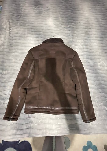 Kahverengi Süet Erkek Ceket Kürklü Yakalı - Görsel 7