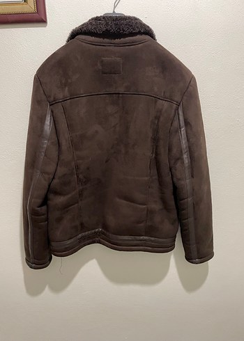 Kahverengi Süet Erkek Ceket Kürklü Yakalı - Görsel 8