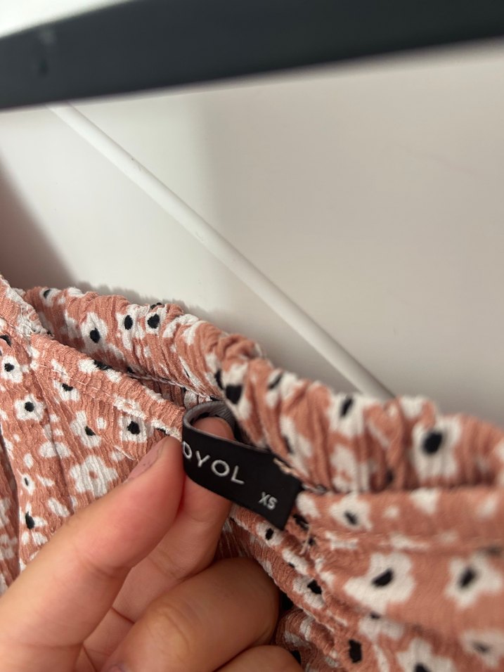 Pudra Çiçekli Kadın Crop Bluz - Görsel 2