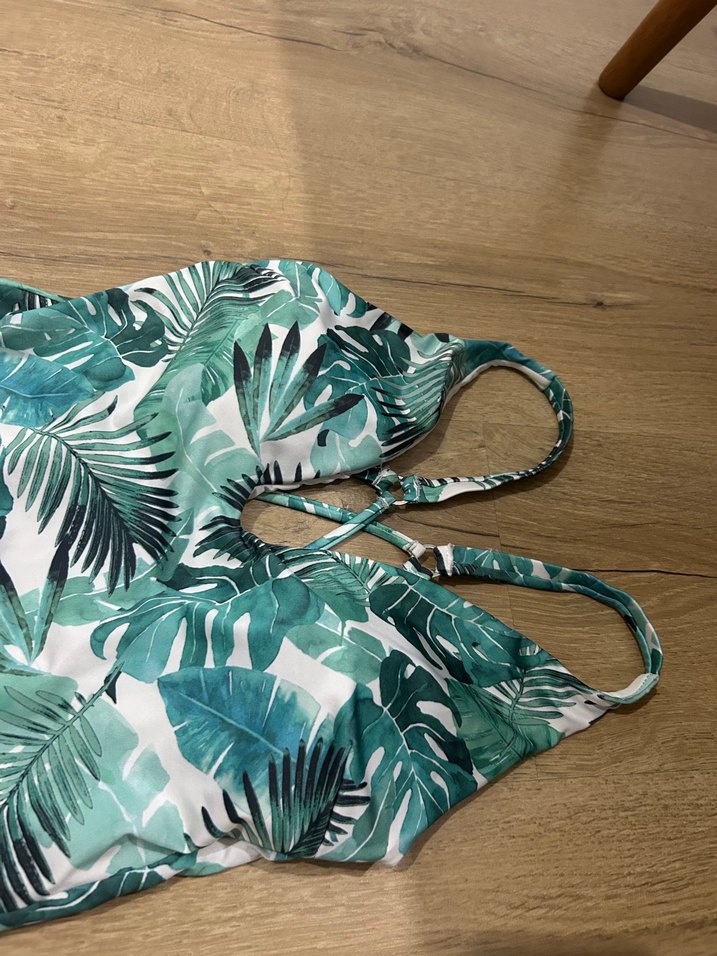 Yeşil Desenli Drapeli Bohem Kadın Mayo - Görsel 2