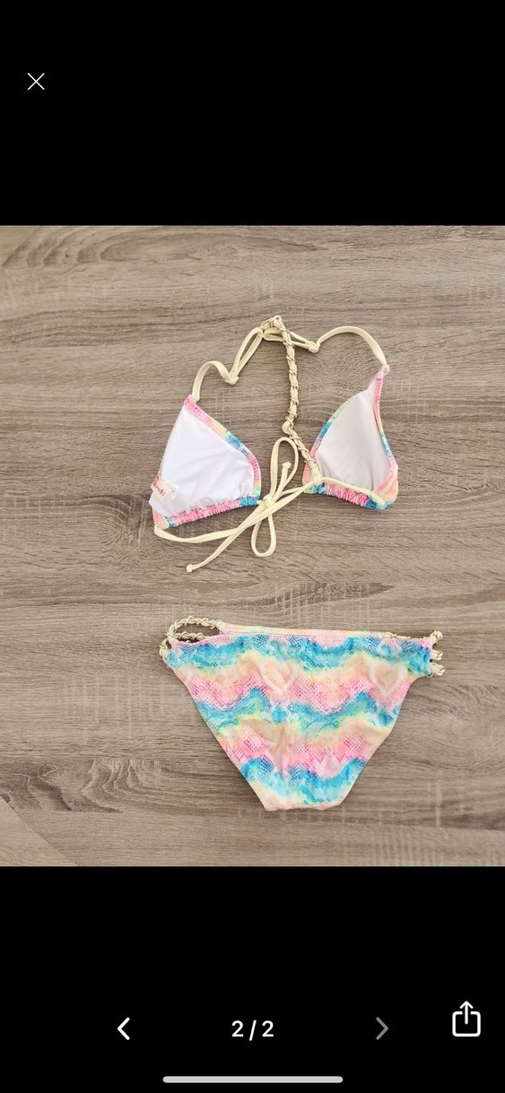 Pastel Renkli Bağcıklı Bohem Bikini - Görsel 2