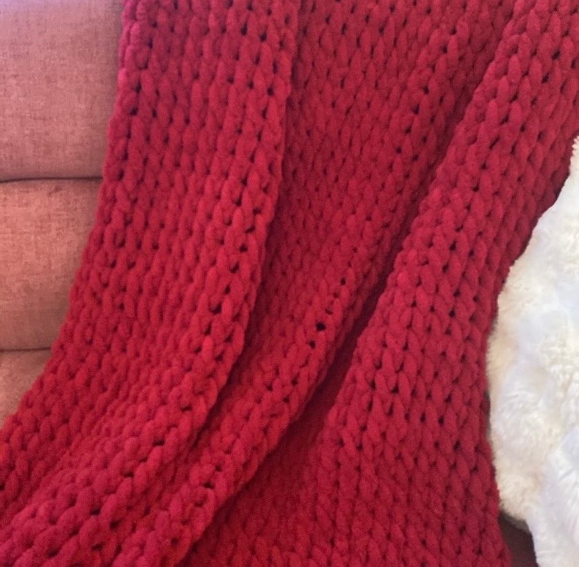 Bordo Örgü Çocuk Battaniyesi - Görsel 3