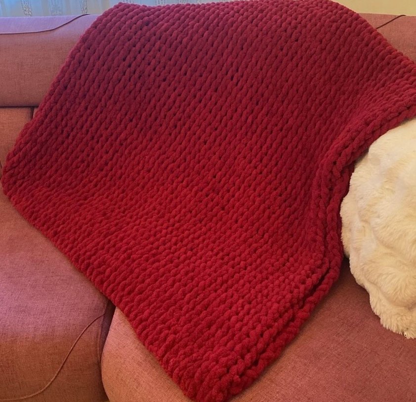 Bordo Örgü Çocuk Battaniyesi - Görsel 4