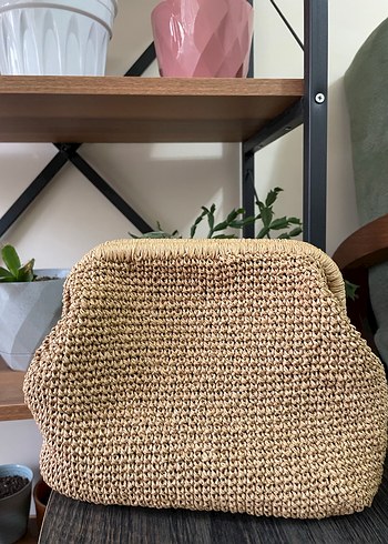 Bej Örgü Kadın Clutch Çanta - Görsel 2