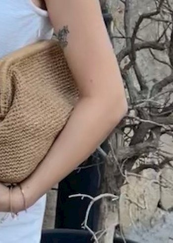 Bej Örgü Kadın Clutch Çanta - Görsel 5