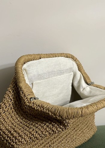 Bej Örgü Kadın Clutch Çanta - Görsel 4