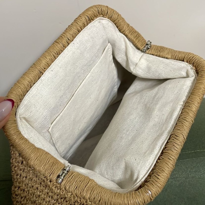 Bej Örgü Kadın Clutch Çanta - Görsel 3