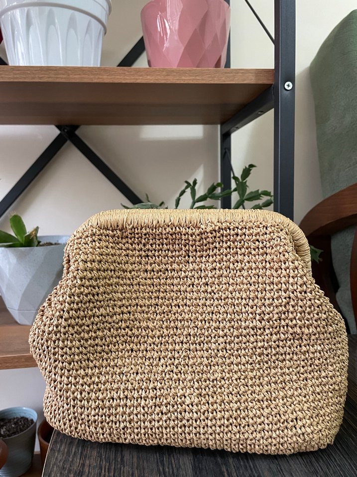 Bej Örgü Kadın Clutch Çanta - Görsel 2