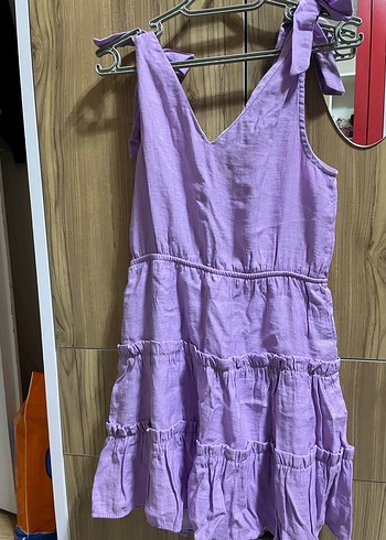 Mor Keten Bohem Midi Elbise - Görsel 6