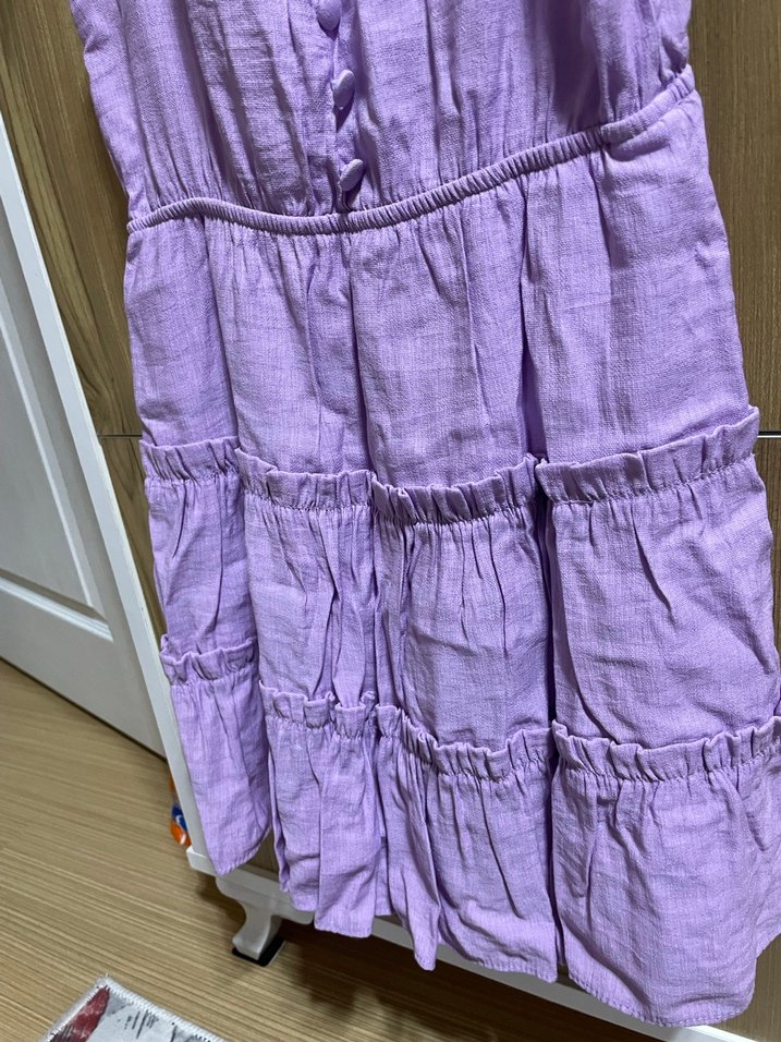 Mor Keten Bohem Midi Elbise - Görsel 5