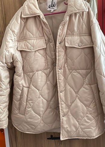 Bej Düğmeli Kadın Midi Mont - Görsel 4