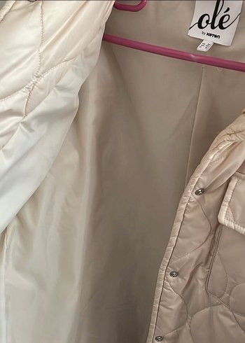 Bej Düğmeli Kadın Midi Mont - Görsel 3