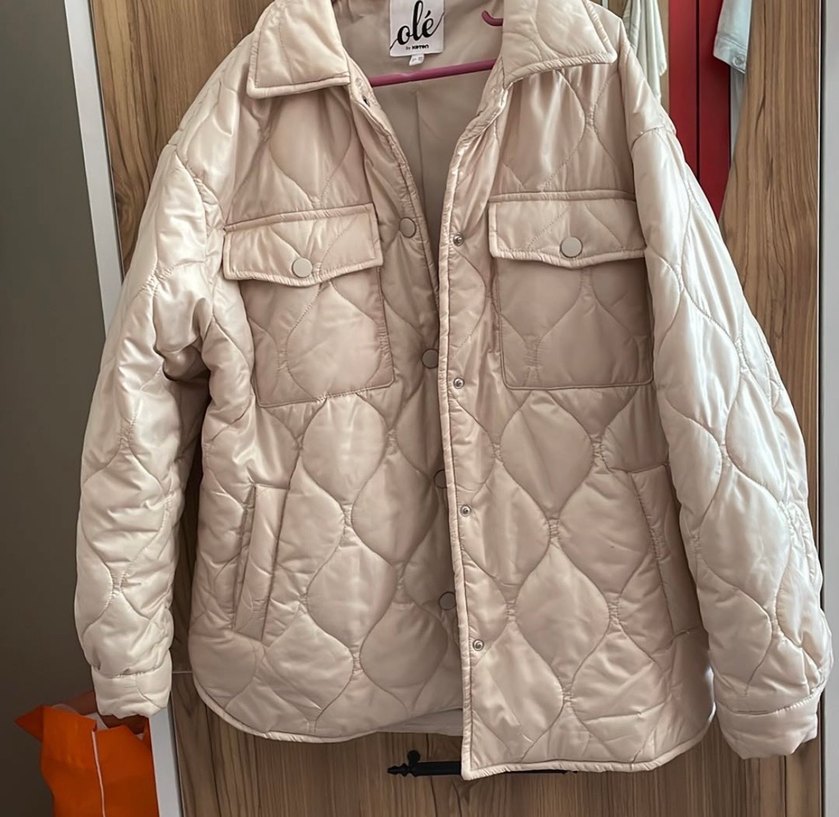 Bej Düğmeli Kadın Midi Mont - Görsel 4