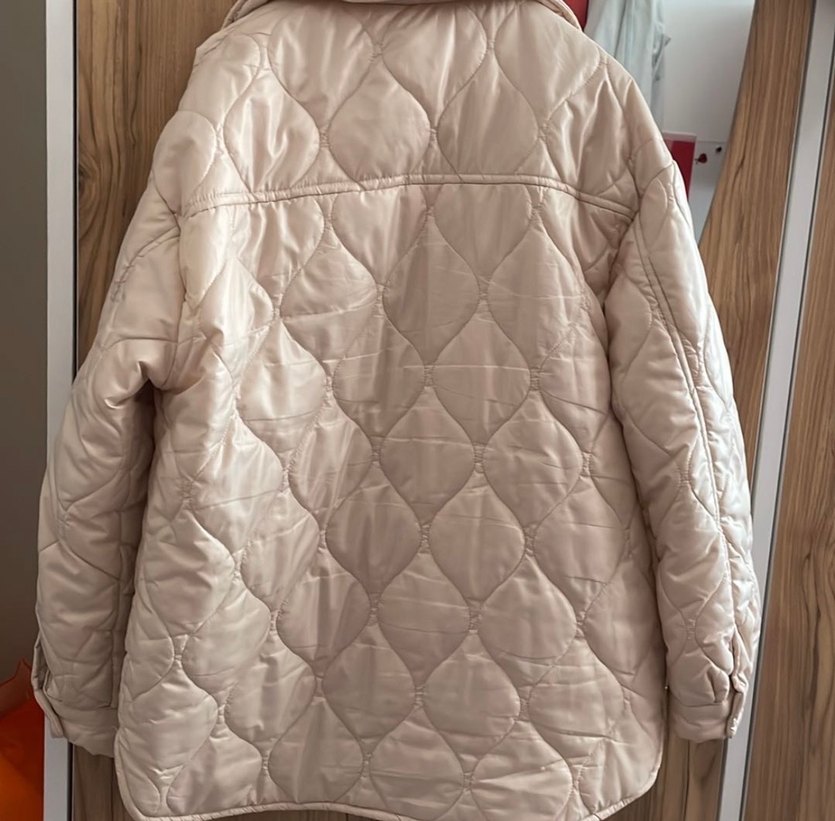 Bej Düğmeli Kadın Midi Mont - Görsel 5