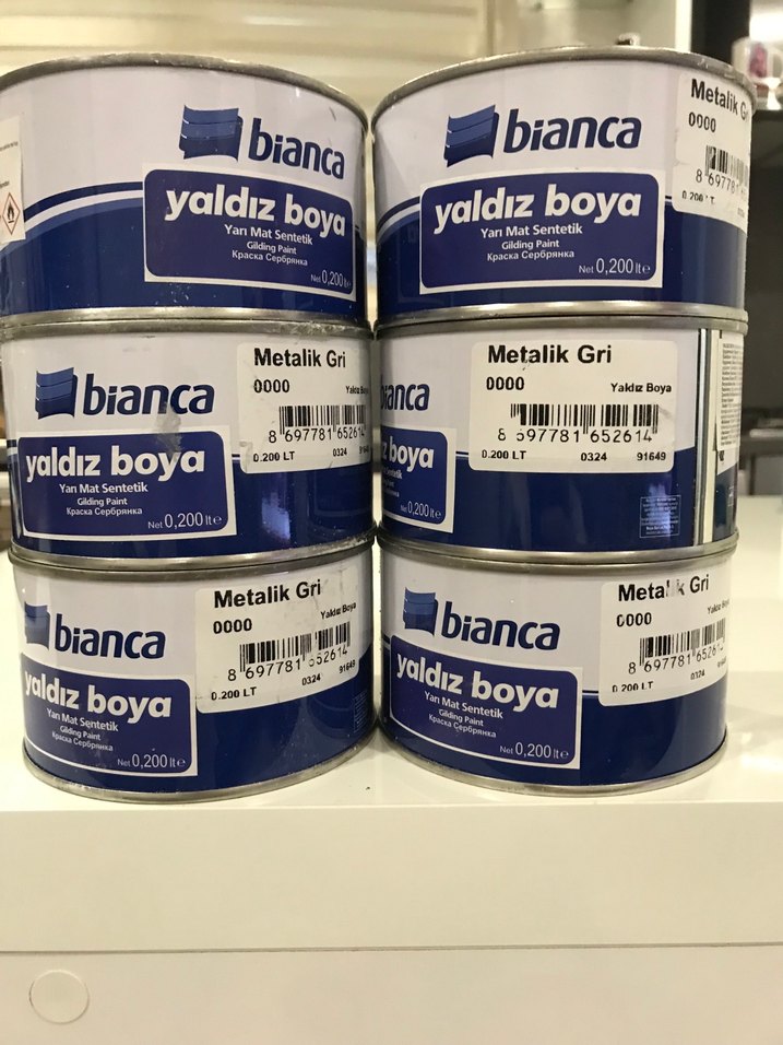 Bianca Metalik Gri Yaldız Boya 200 ml 6 adet - Görsel 2