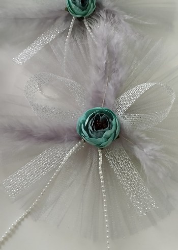 Gri Fiyonklu Bohem Düğün Aksesuarları - Görsel 3