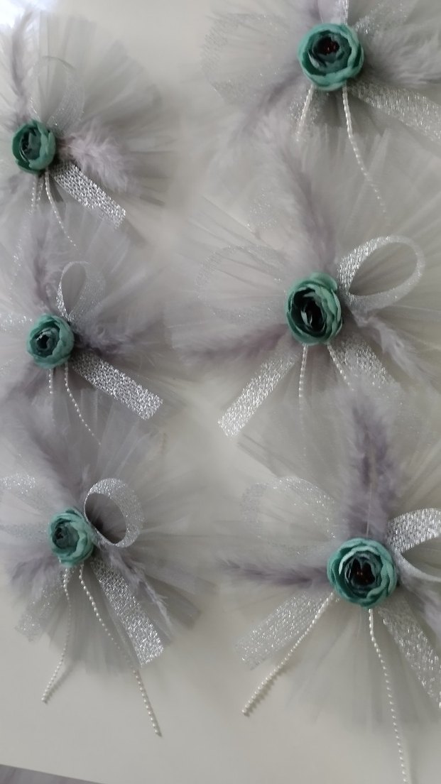 Gri Fiyonklu Bohem Düğün Aksesuarları - Görsel 2