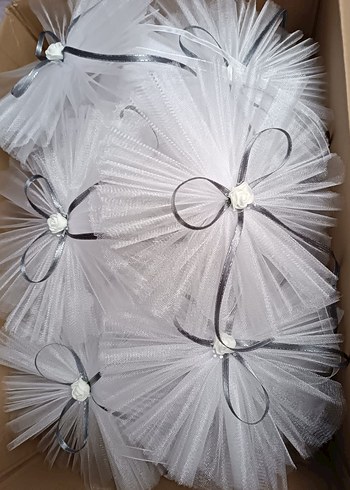 Beyaz ve Gri Kurdeleli Klasik Nikah Aksesuarı - Görsel 5