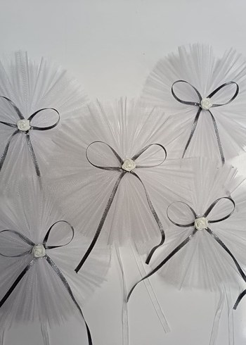 Beyaz ve Gri Kurdeleli Klasik Nikah Aksesuarı - Görsel 4