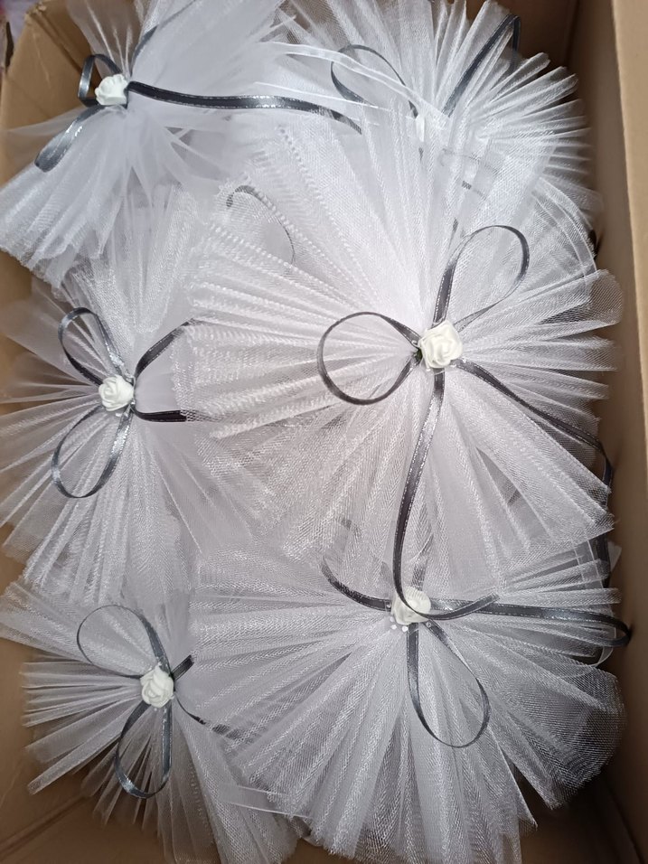 Beyaz ve Gri Kurdeleli Klasik Nikah Aksesuarı - Görsel 5