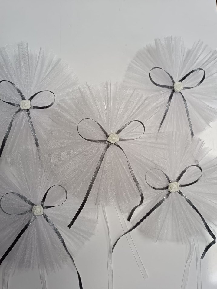 Beyaz ve Gri Kurdeleli Klasik Nikah Aksesuarı - Görsel 4