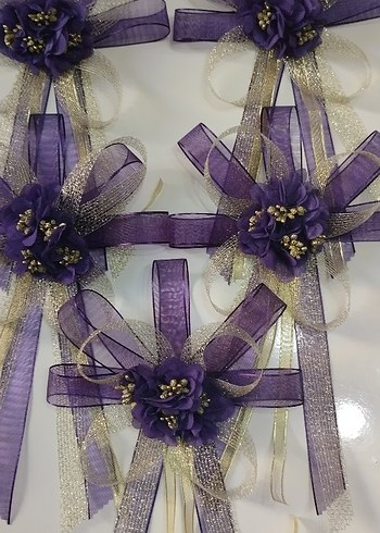 Mor Parlak Kurdeleli Klasik Düğün Aksesuarı - Görsel 4