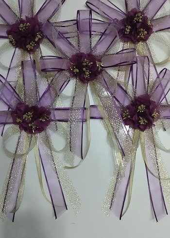Mor Parlak Kurdeleli Klasik Düğün Aksesuarı - Görsel 2