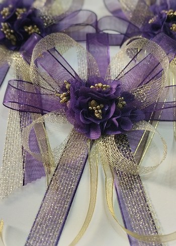 Mor Parlak Kurdeleli Klasik Düğün Aksesuarı - Görsel 5